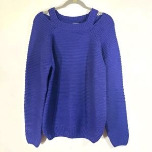 HAYDEN indigo chunky knit ribbed cut out sweater